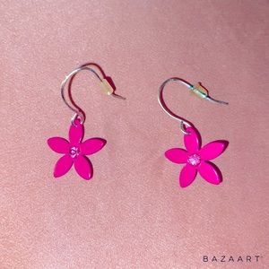 Pink Flower Earrings